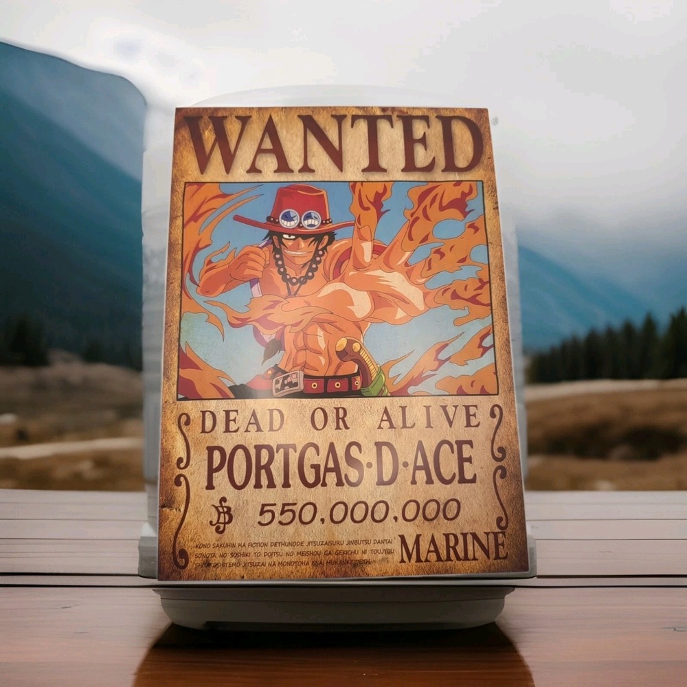One‎ Piece Wanted Dead Or Alive Portgas D Ace $550,000,000 Marine 8x12 Glossy